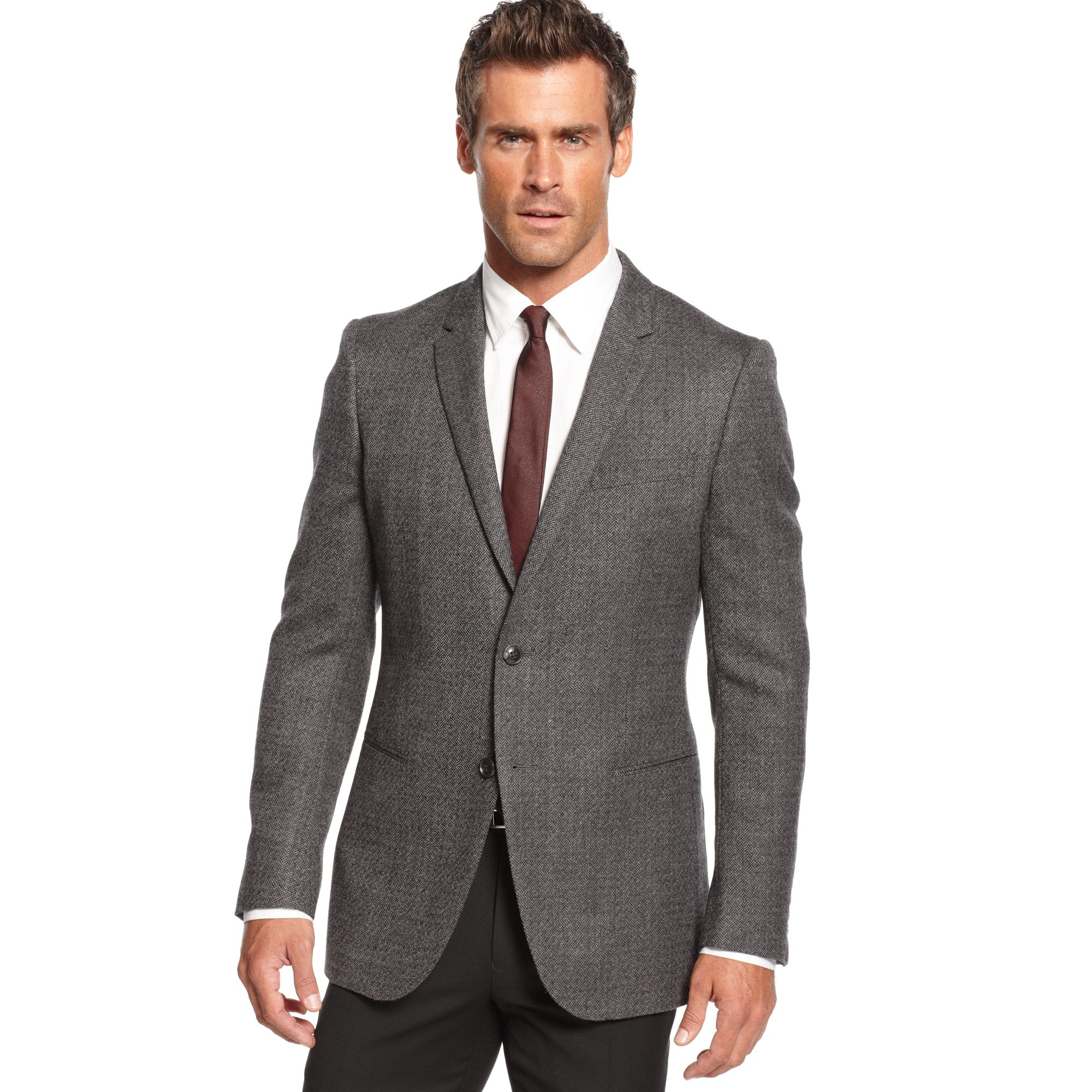 Lyst Dkny Wool Herringbone Slim Fit Sportcoat in Gray for Men