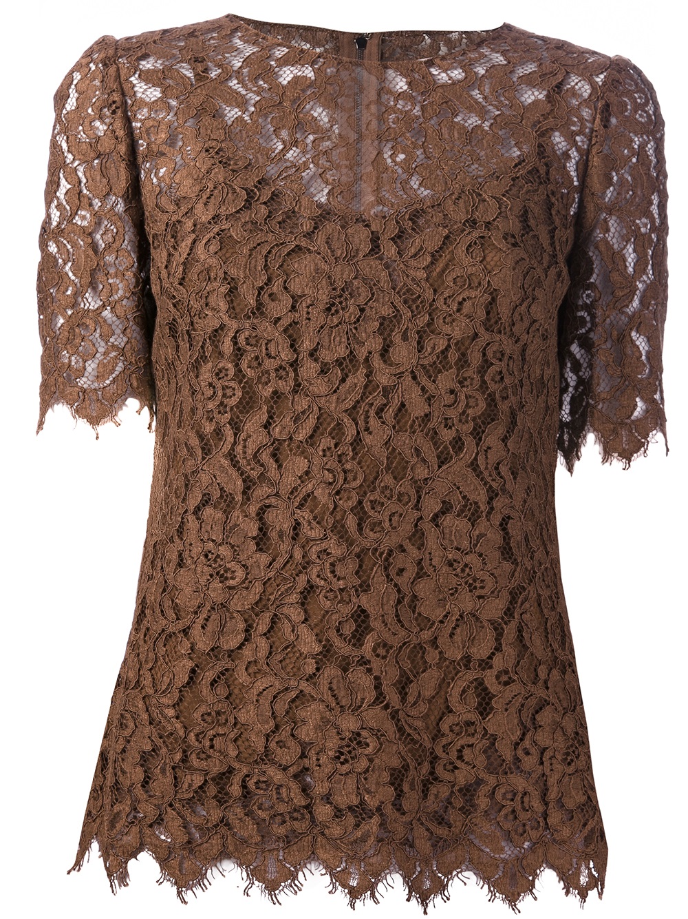 Dolce & Gabbana Lace Blouse in Brown | Lyst