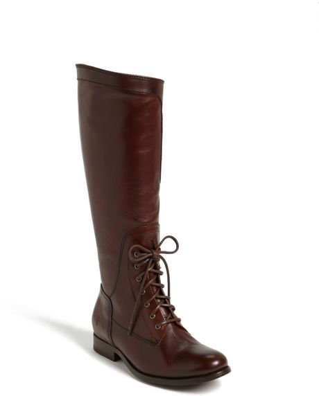 Frye Melissa Laceup Riding Boot in Brown (Redwood) | Lyst