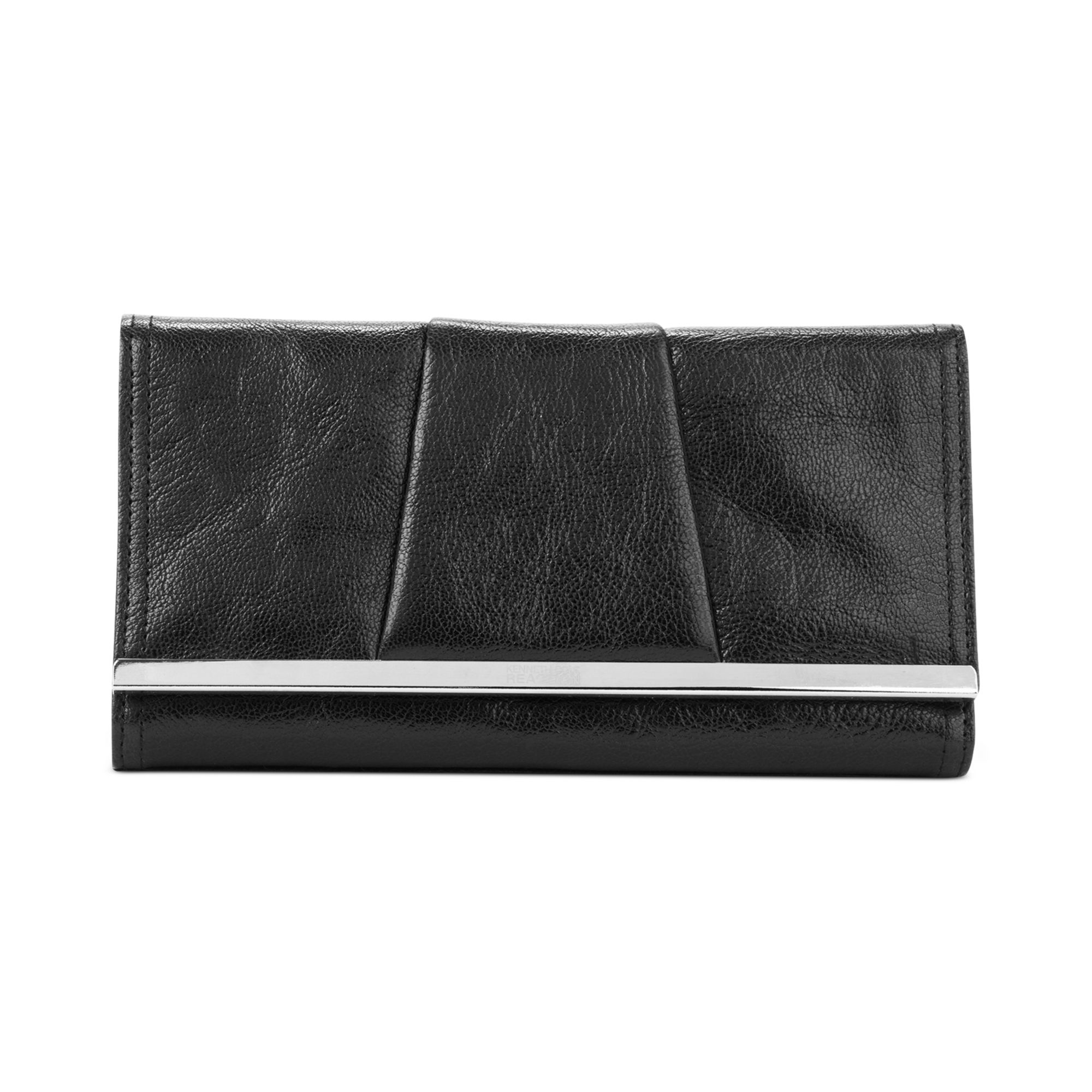 Kenneth Cole Reaction Barcelona Leather Flap Clutch Wallet in Black | Lyst
