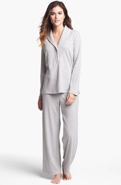 Lauren By Ralph Lauren Knit Lounge Pajamas in Gray (Grey Heather) | Lyst