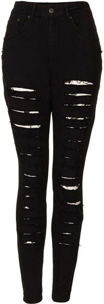 Topshop Shred Bare Jeans in Black | Lyst