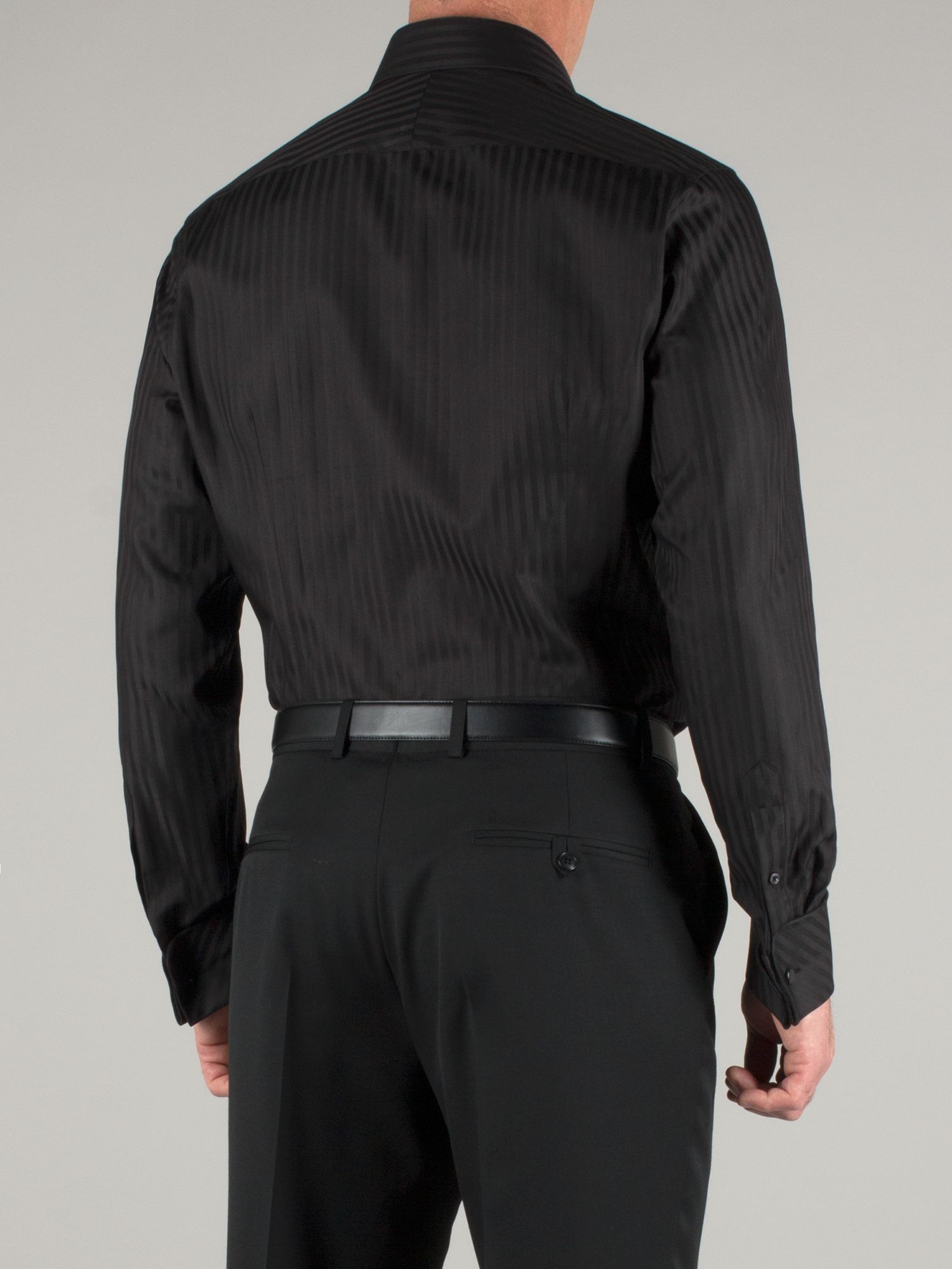 Alexandre savile row Black Self Stripe Shirt in Black for Men | Lyst