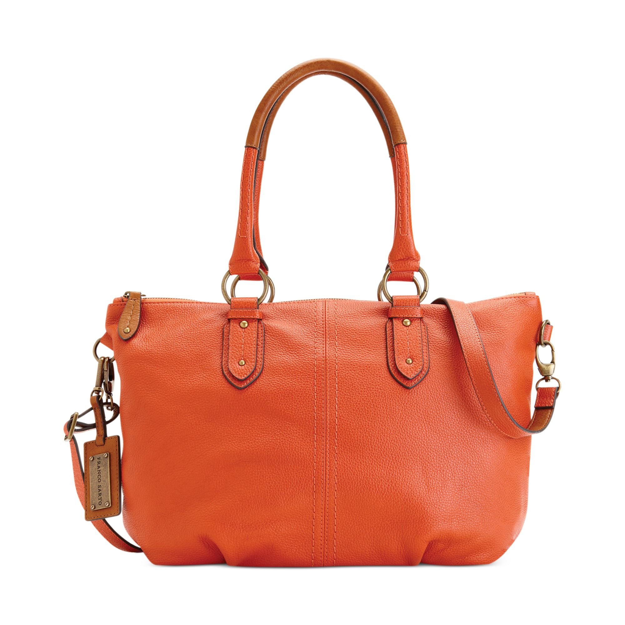 Lyst Franco sarto Christie Top Zip Leather Tote in Orange