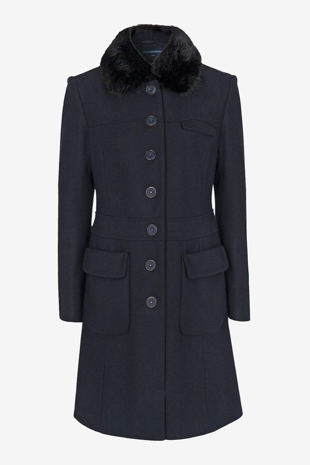 wool coat with faux fur collar