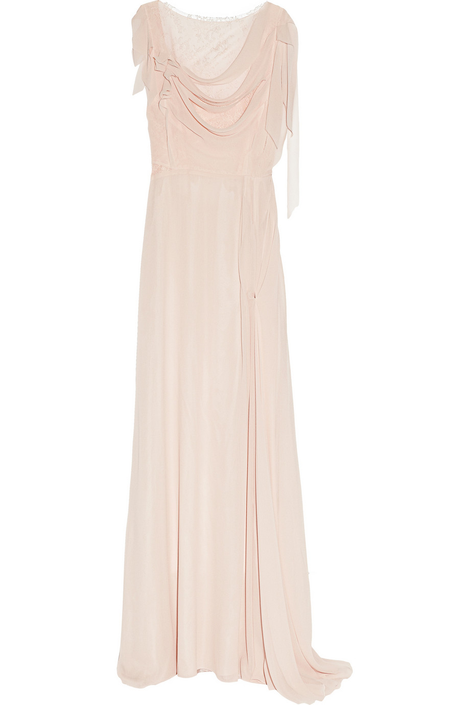 Lyst - Nina ricci Draped Chiffon and Lace Gown in Pink