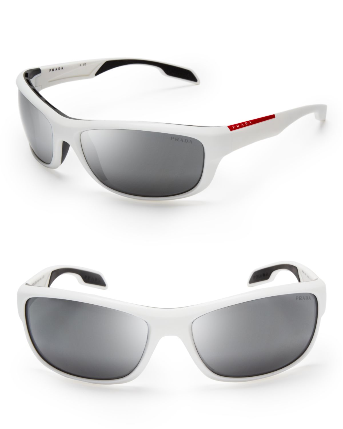 Prada Sport Wrap Sunglasses in White for Men | Lyst