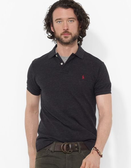 Ralph Lauren Polo Classicfit Shortsleeved Cotton Mesh Polo in Gray for ...