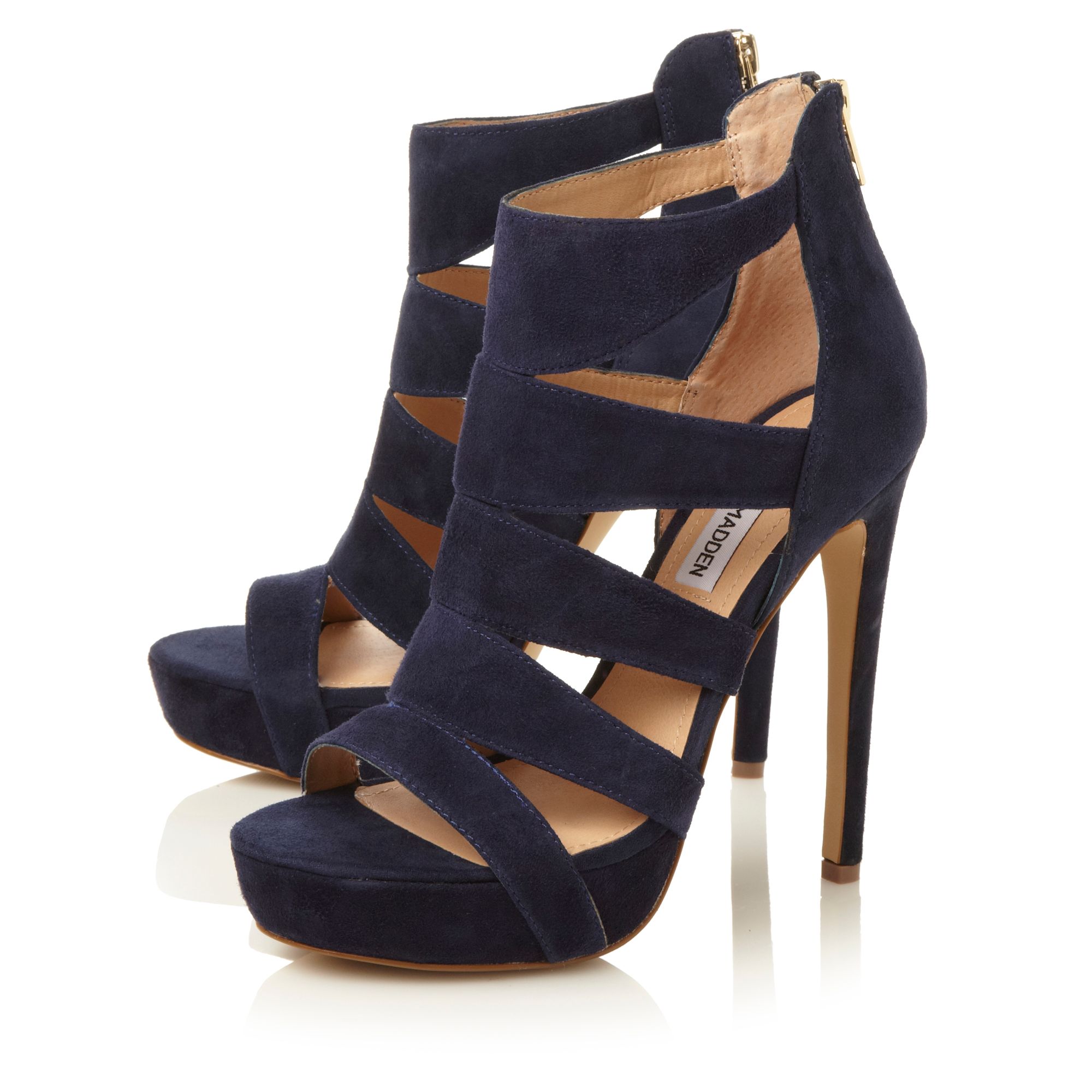 navy caged heels