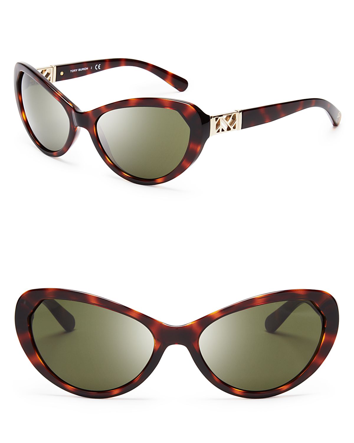 Tory Burch Lattice Temple Cat Eye Sunglasses in Brown (Dark Tortoise ...