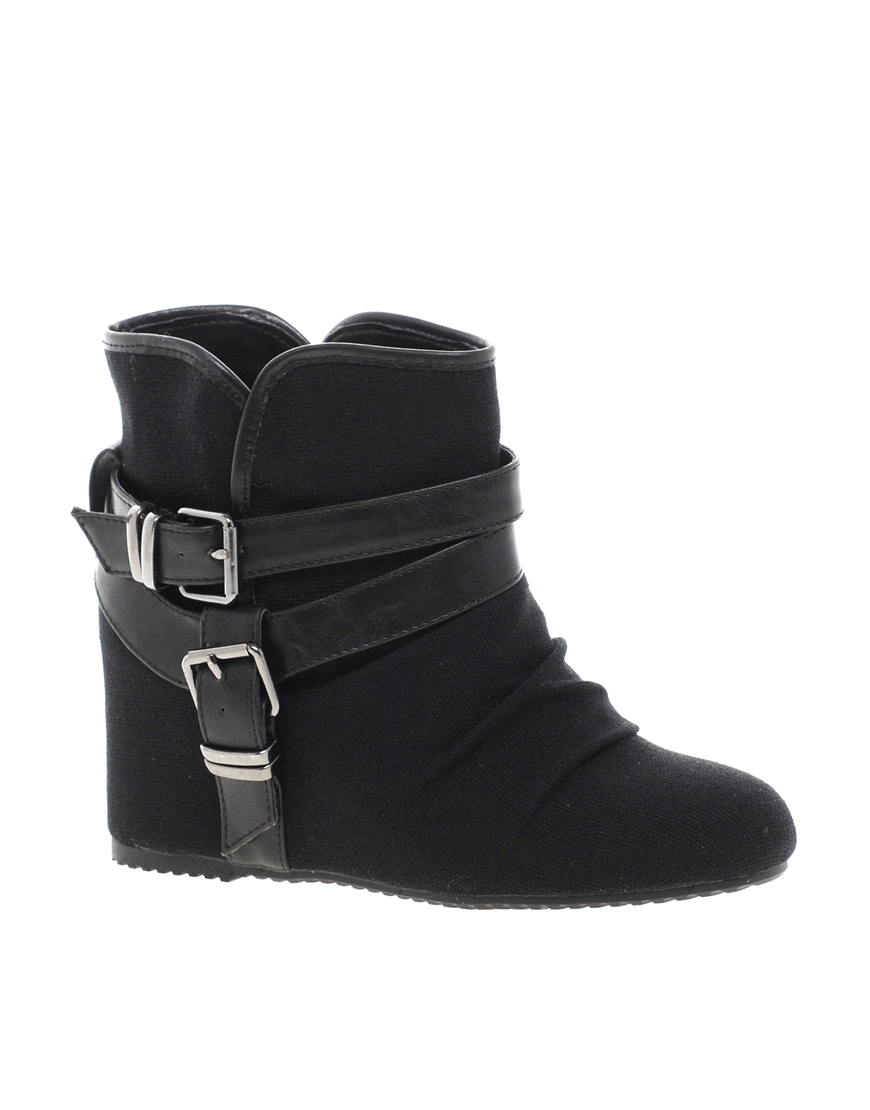 ALDO Elyta Strap Wedge Ankle Boots in Black - Lyst