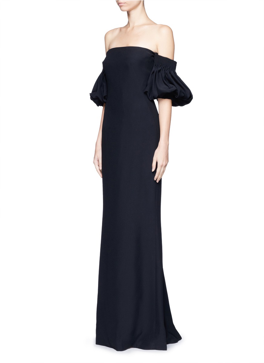 Alexander McQueen Victorian Puff Sleeve Off-shoulder Gown in Black - Lyst