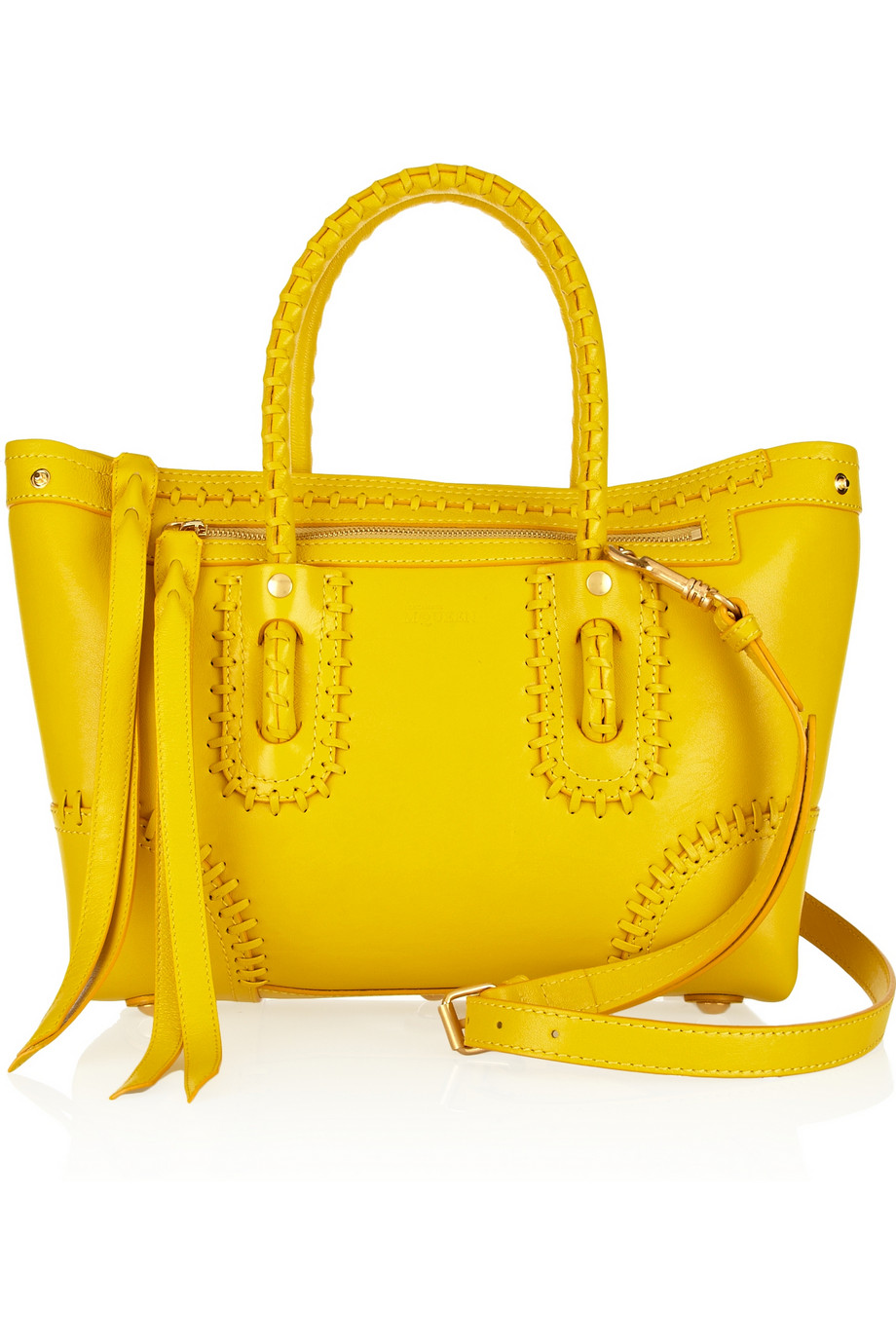 Lyst Alexander Mcqueen Folk Whipstitched Leather Shoulder Bag in Yellow