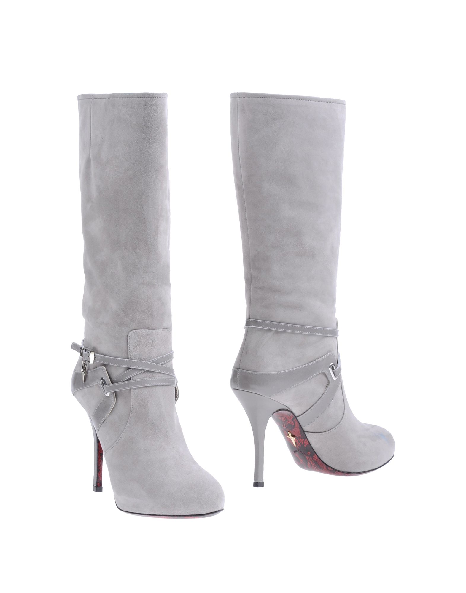 grey knee high boots with heel