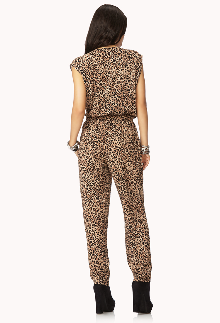 Forever 21 Run Wild Leopard Jumpsuit - Lyst