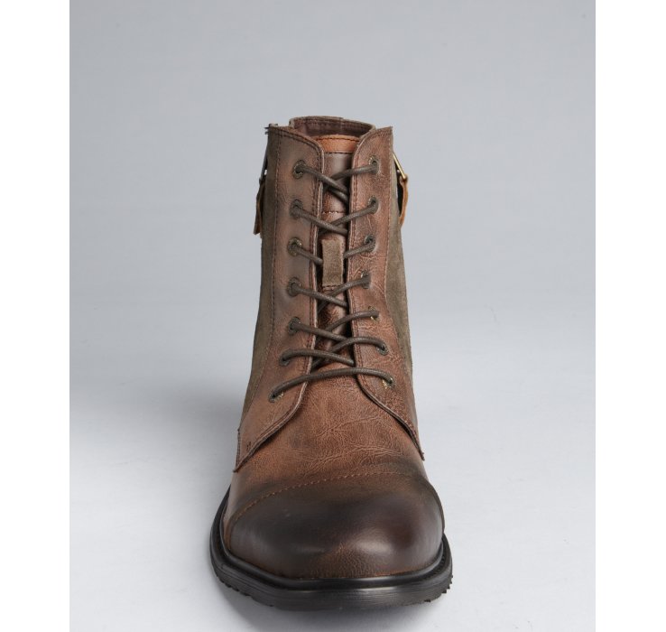 Lyst Cole Reaction Brown Leather and Faux Suede Hit Men Zip