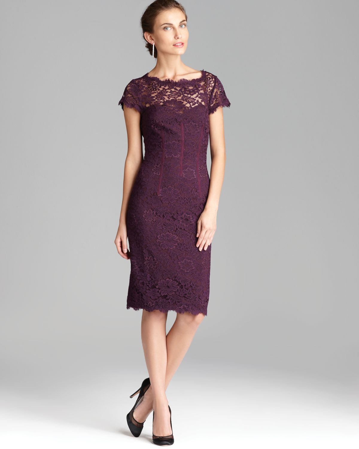 plum lace dress with sleeves