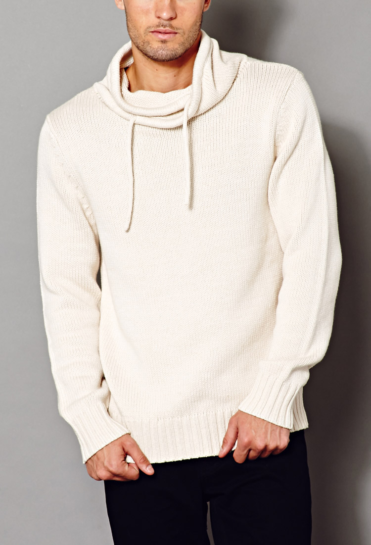 Forever 21 Crisp Cowl Neck Sweater in Cream (Natural) for Men - Lyst