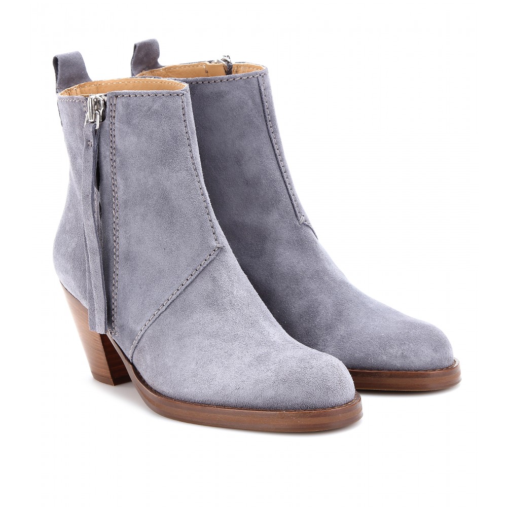 grey suede short boots