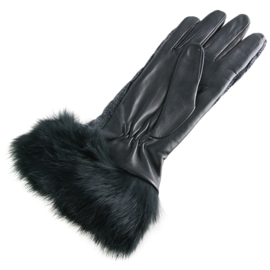 leather fur cuff gloves
