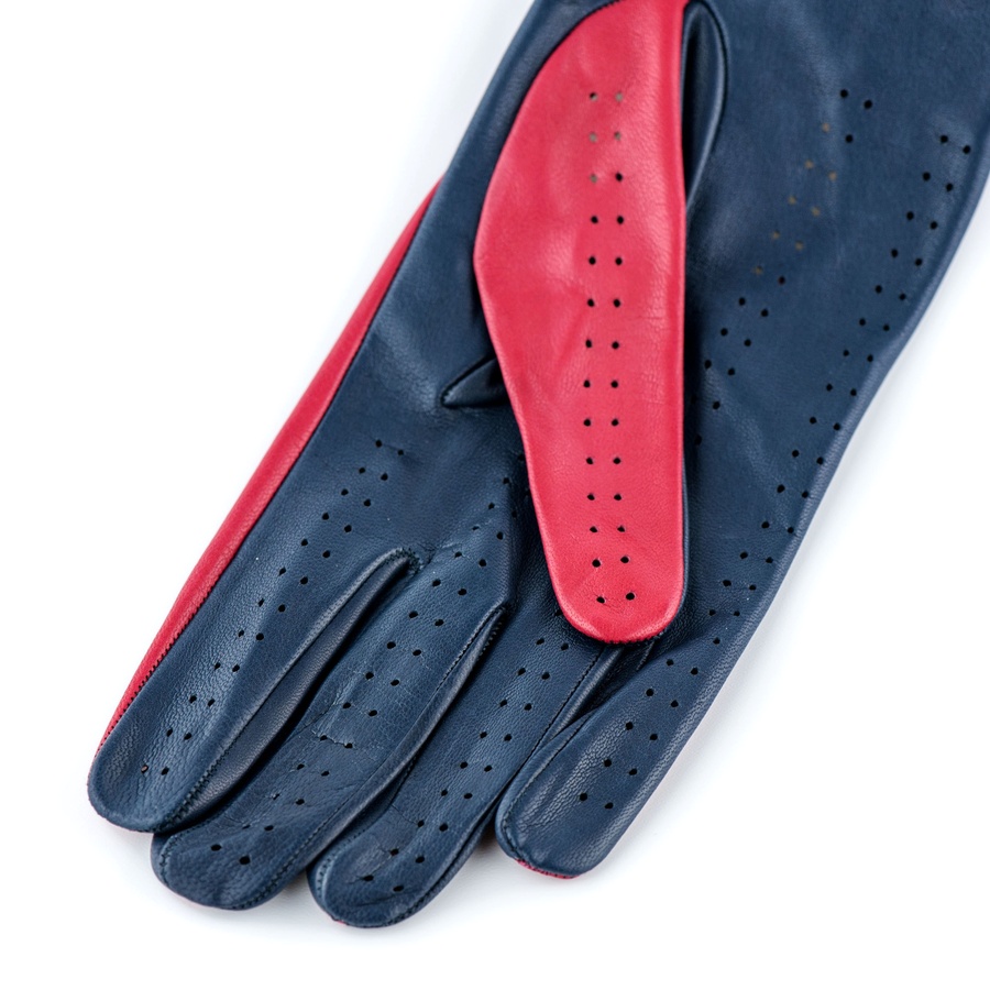 Lyst Black.Co.Uk Red And Navy Italian Leather Driving Gloves in Red