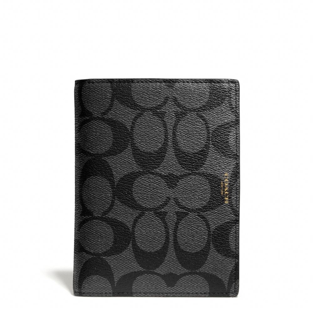 COACH Bleecker Passport Case in Signature Coated Canvas in Black