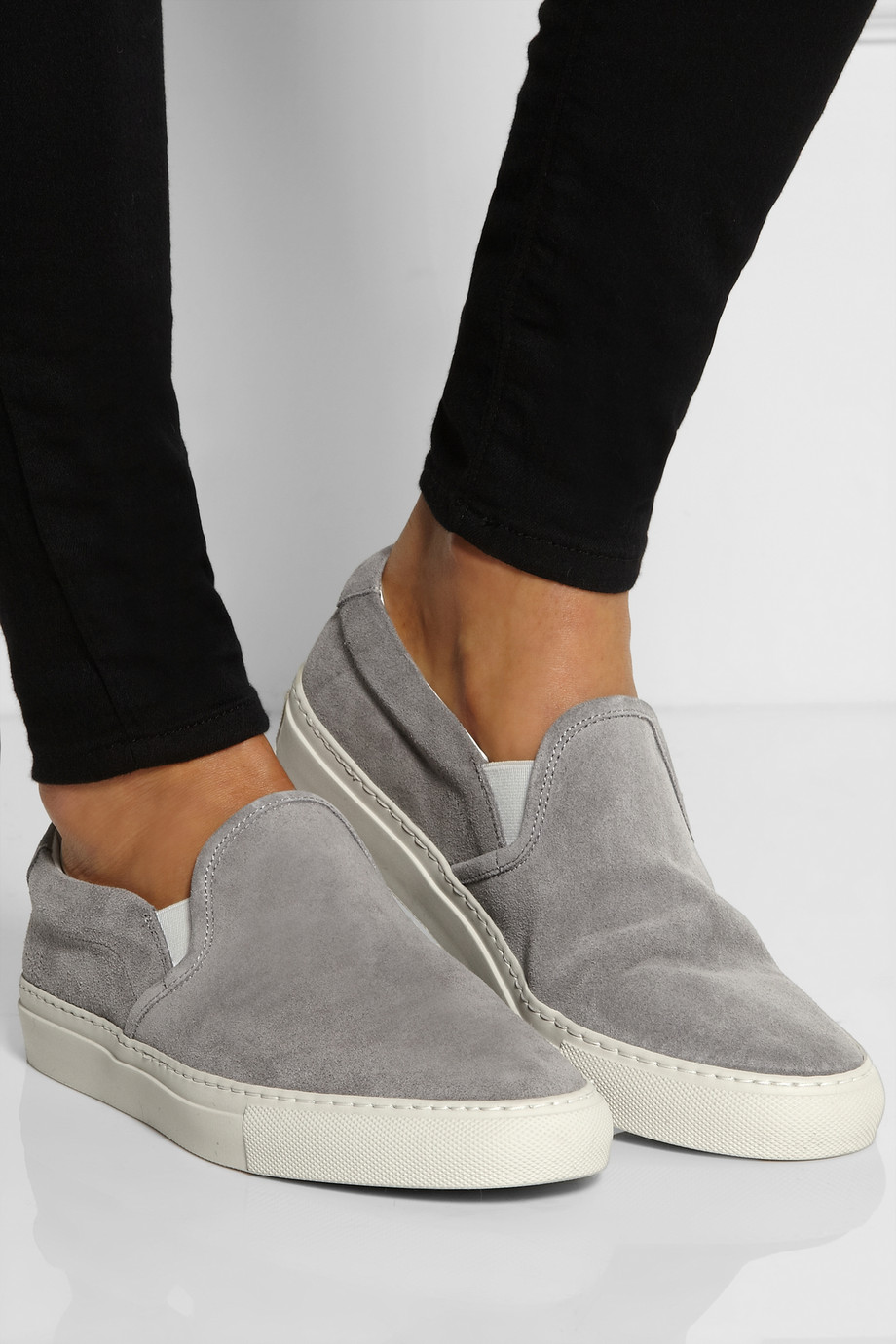 grey slip on sneakers