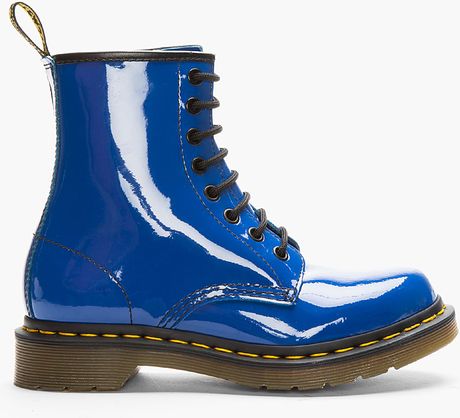 Dr. Martens Royal Blue Patent Leather W 8-eye Boots in Blue | Lyst