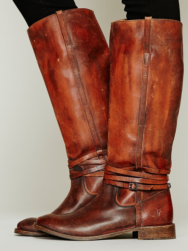 cognac tall flat boots