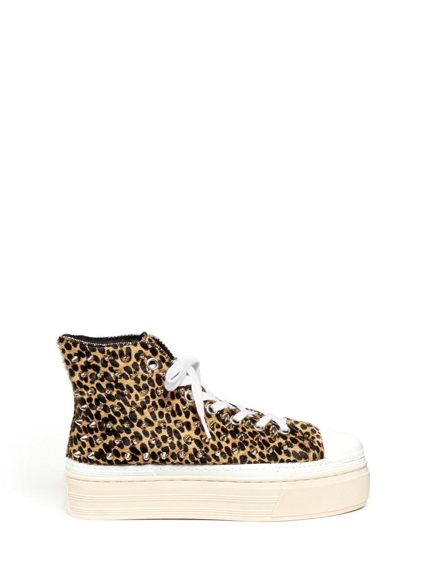 leopard studded sneakers