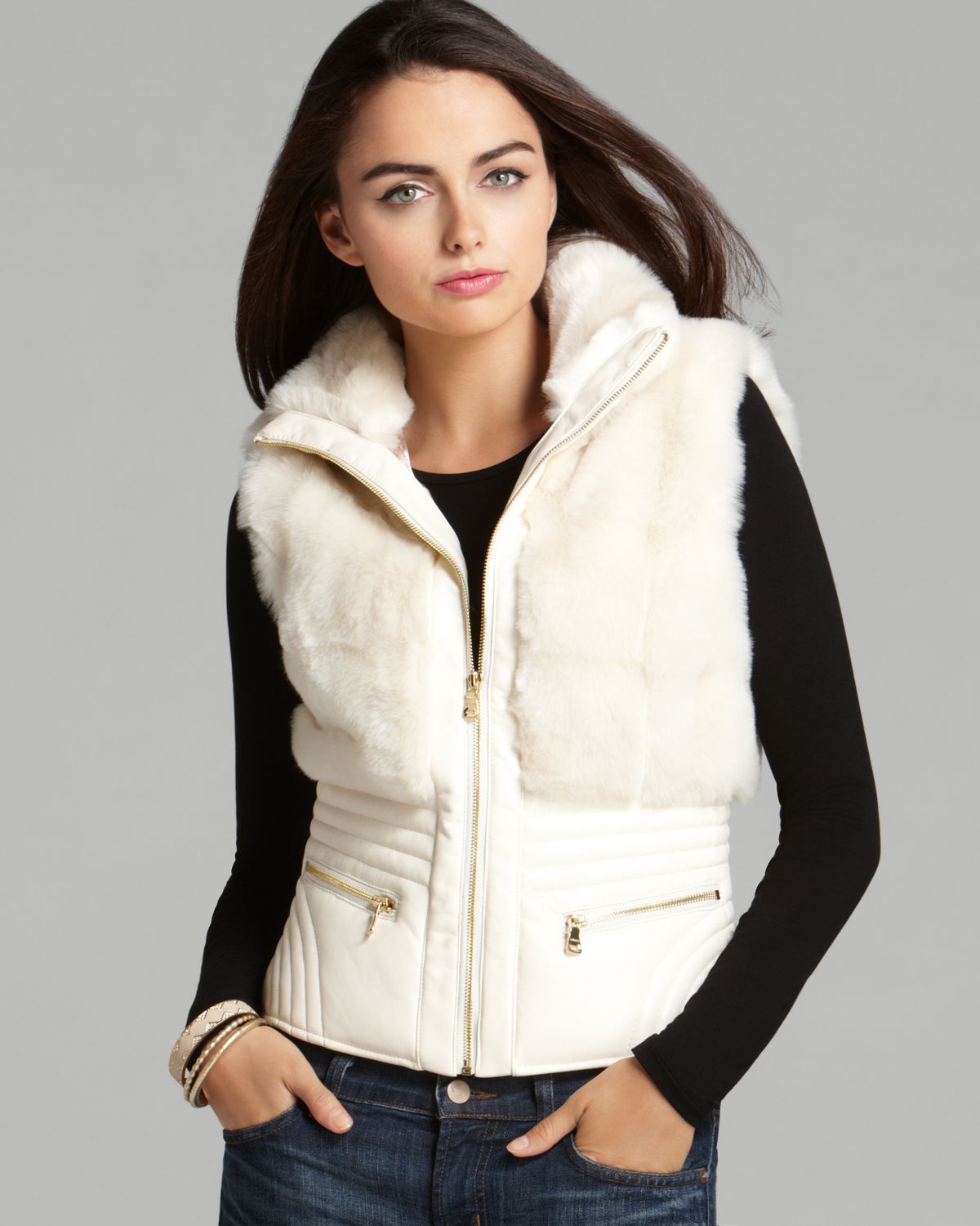 guess faux fur gilet