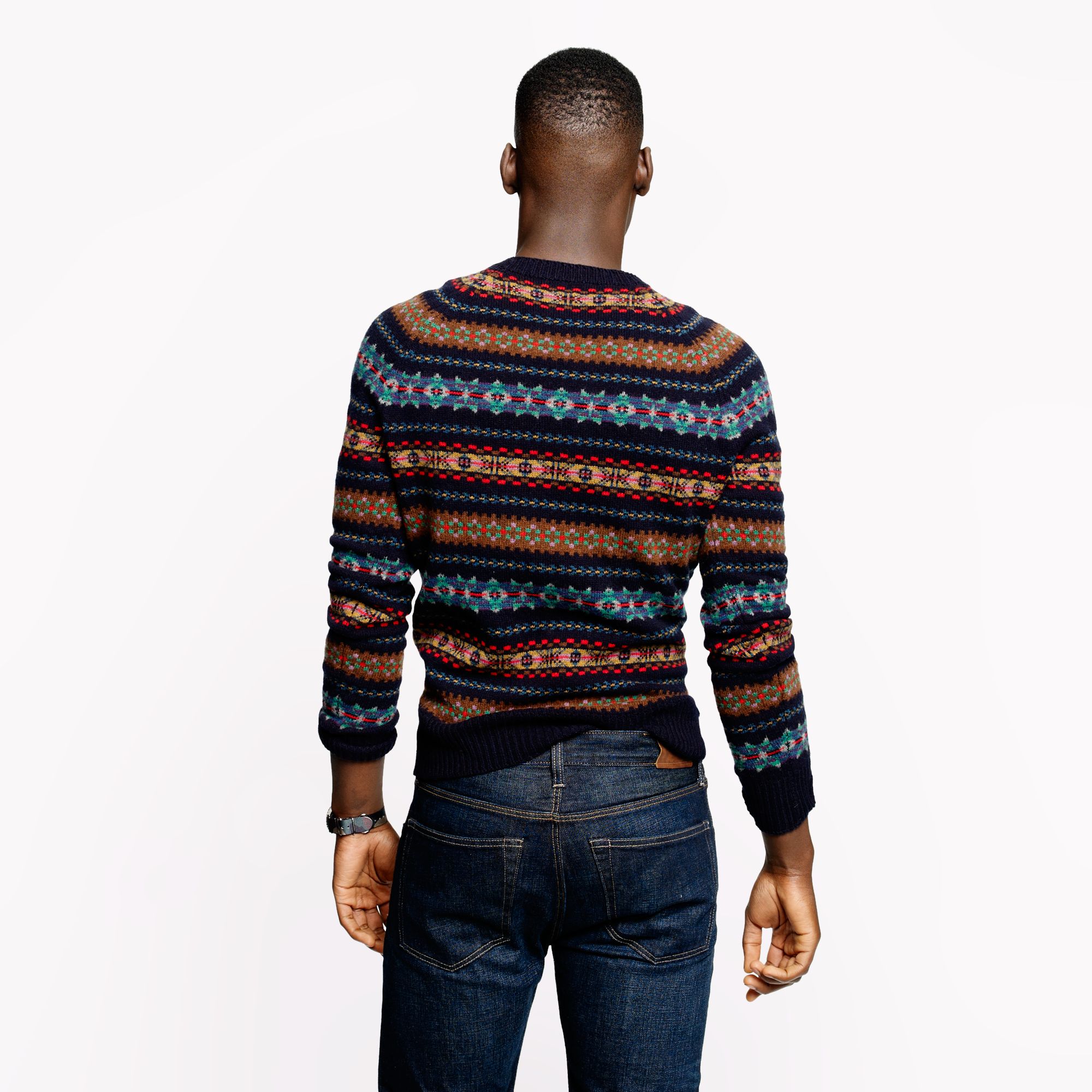 J.Crew Alpine Fair Isle Sweater in Deep Navy for Men Lyst