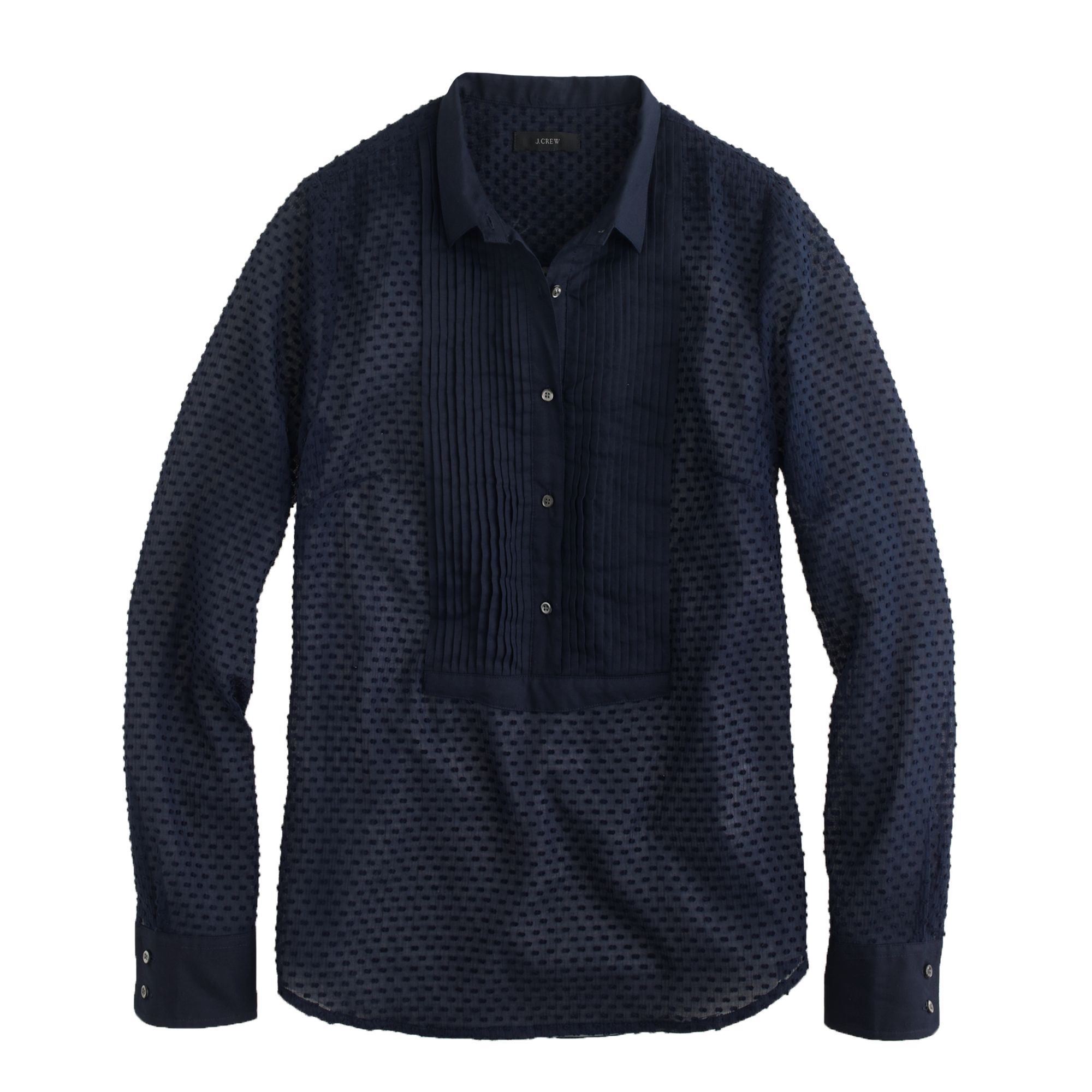 J.Crew Swiss Dot Tuxedo Shirt in Navy 
