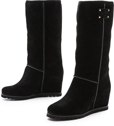 Marc By Marc Jacobs Tall Snow Boots On Hidden Wedge in Black | Lyst