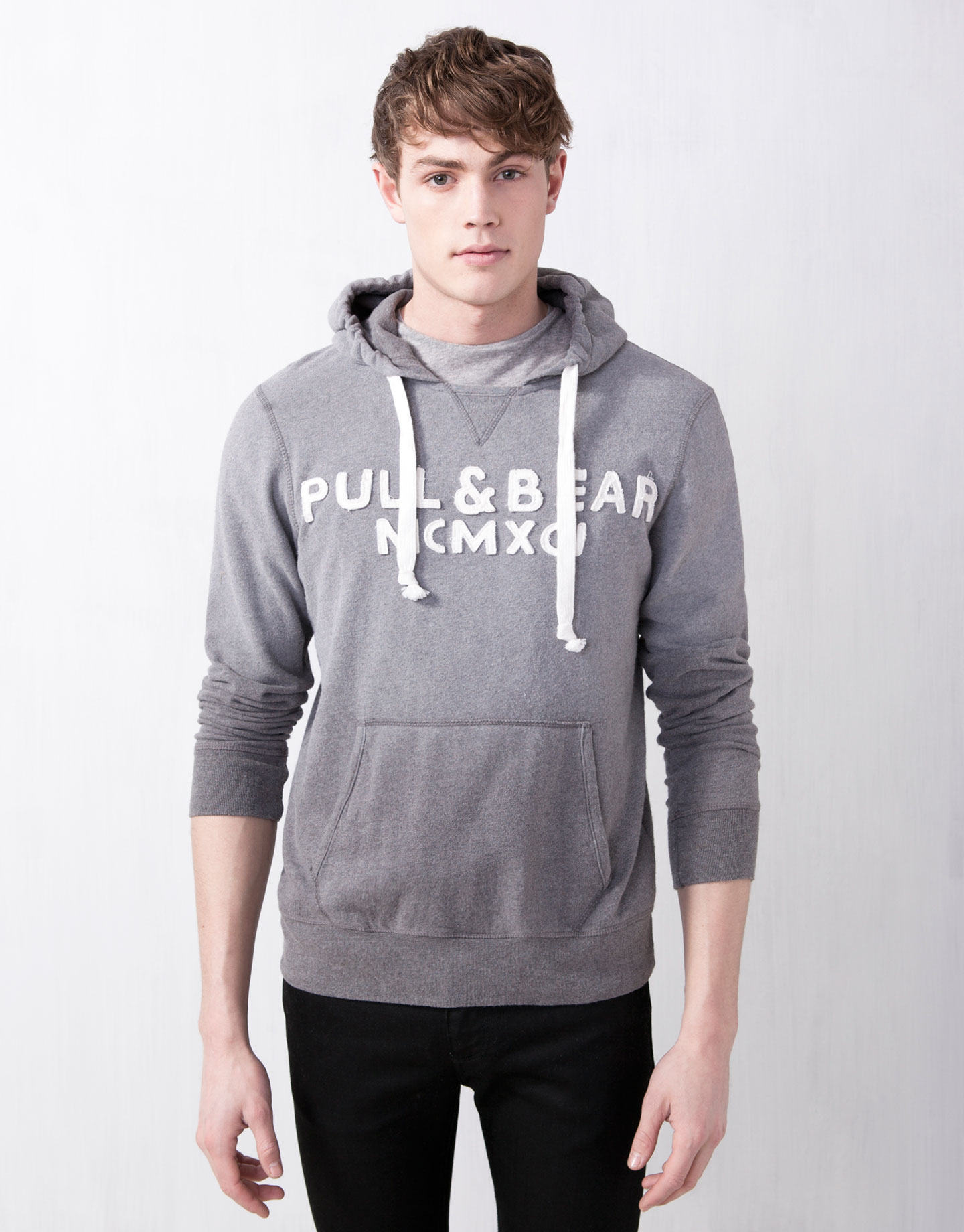Pull&bear Logo Sweatshirt in Gray for Men (MEDIUM MARL) | Lyst