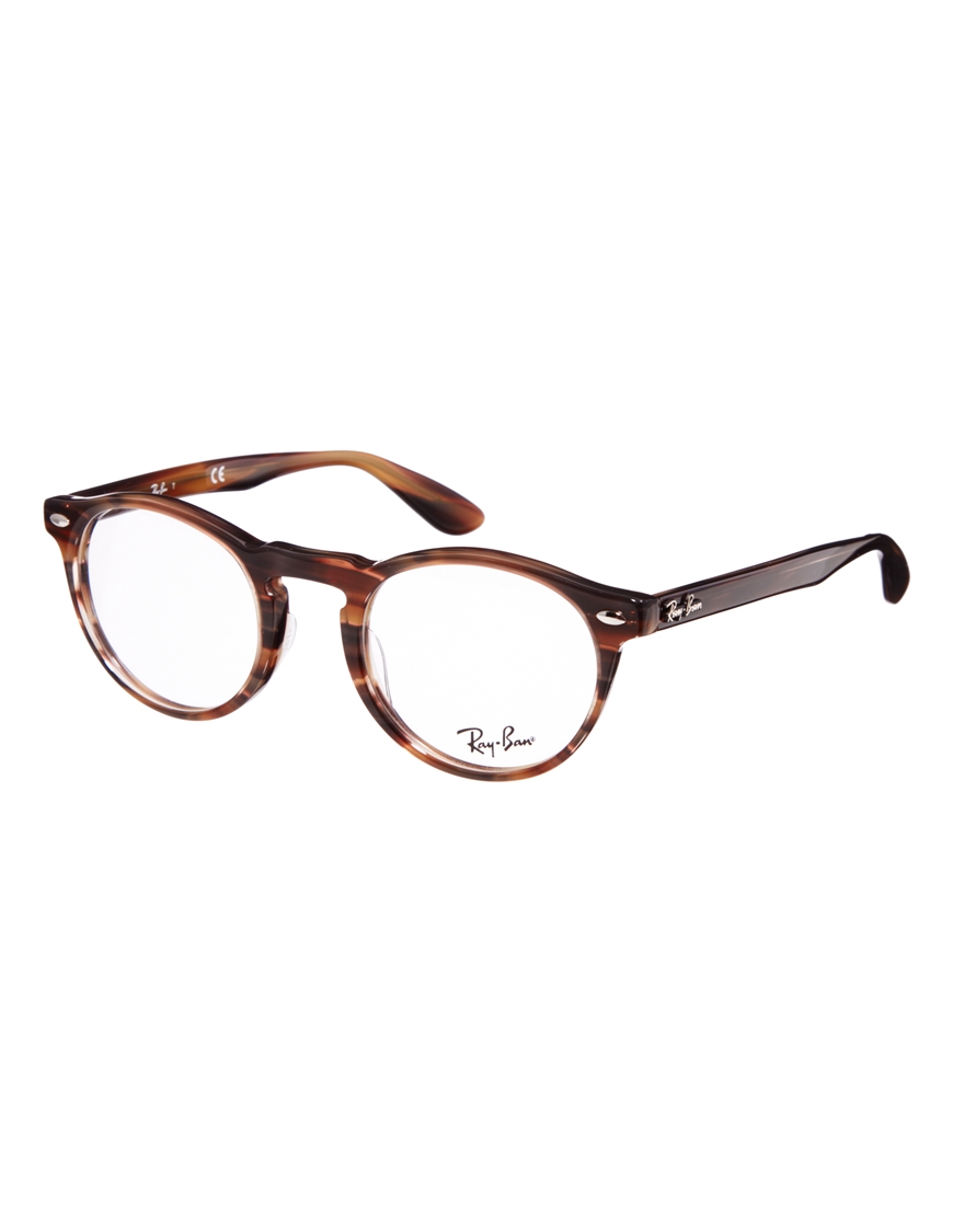 Ray-Ban Round Glasses in Brown | Lyst