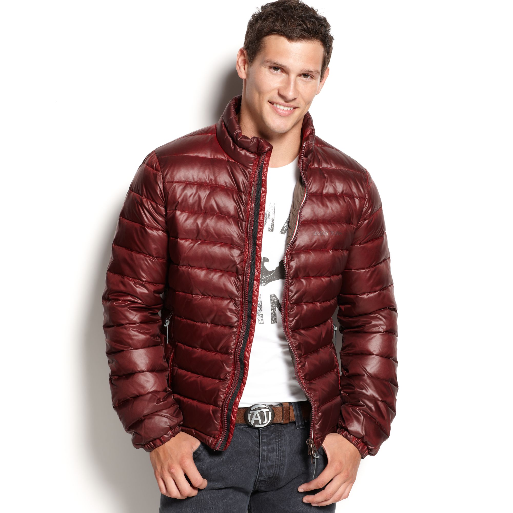 Lyst Armani jeans Down Puffer in Purple for Men