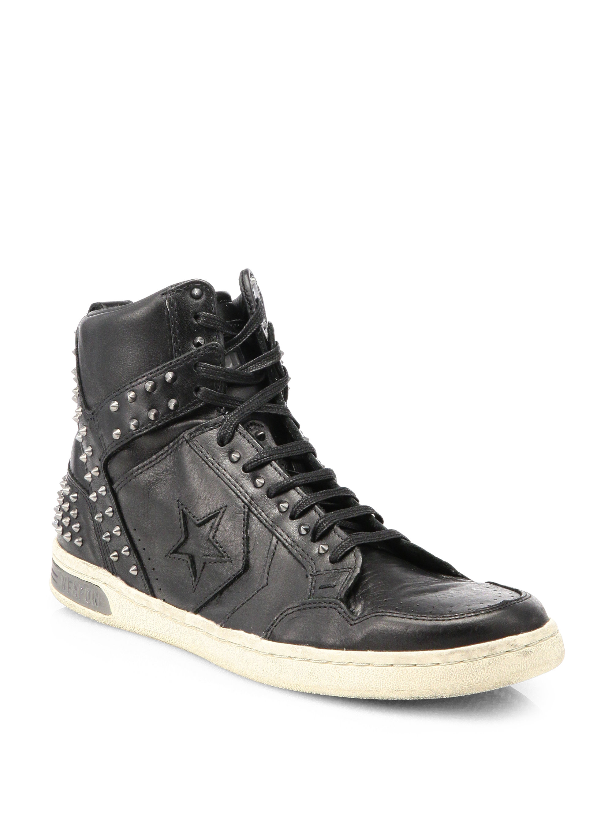Converse Studded Leather Hightop Sneakers in Black for Men - Lyst