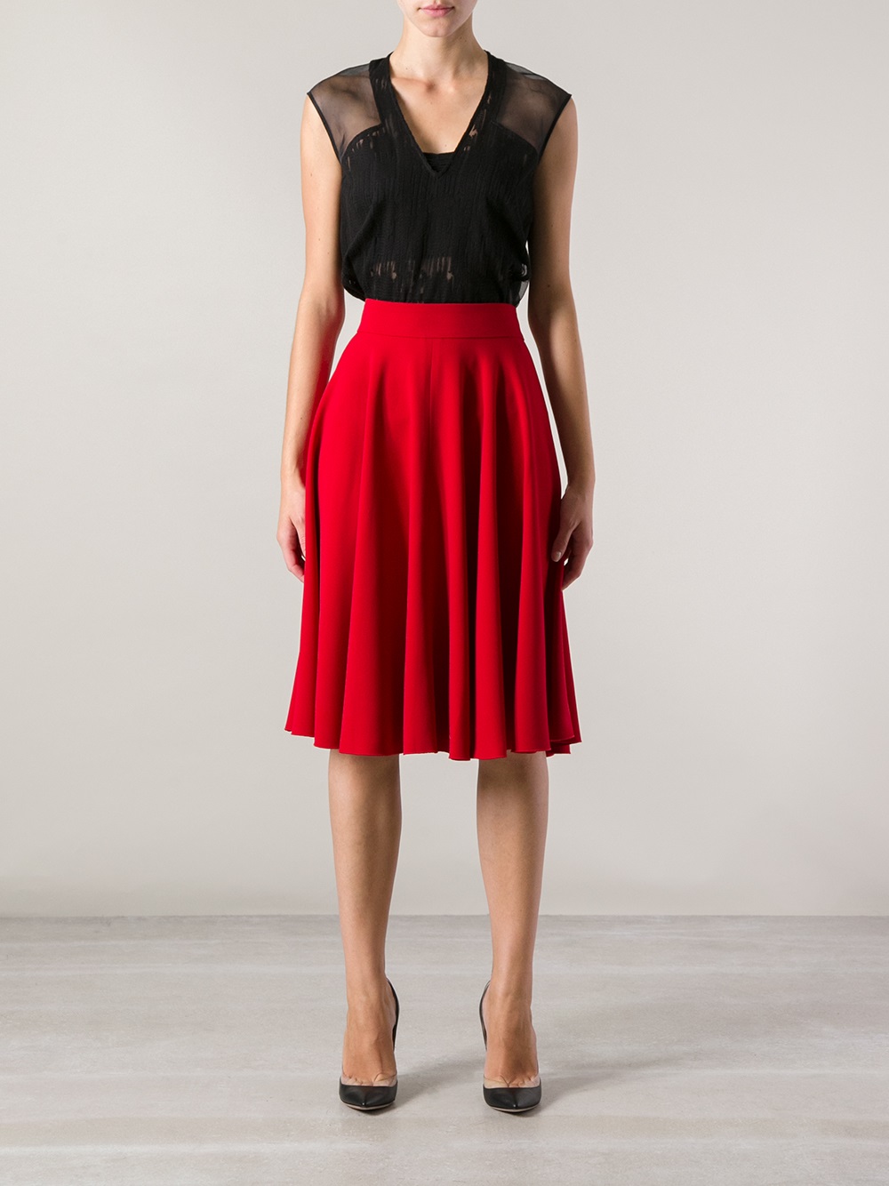 Dolce & Gabbana Pleated Skirt in Red - Lyst