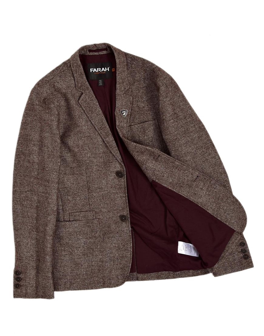 ASOS Farah Vintage Blazer in Tweed Exclusive in Brown (Gray) for Men - Lyst