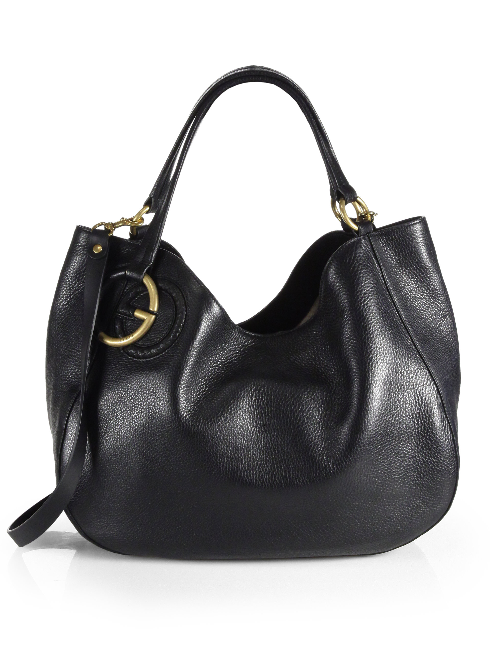 Gucci Twill Leather Medium Shoulder Bag in Black - Lyst