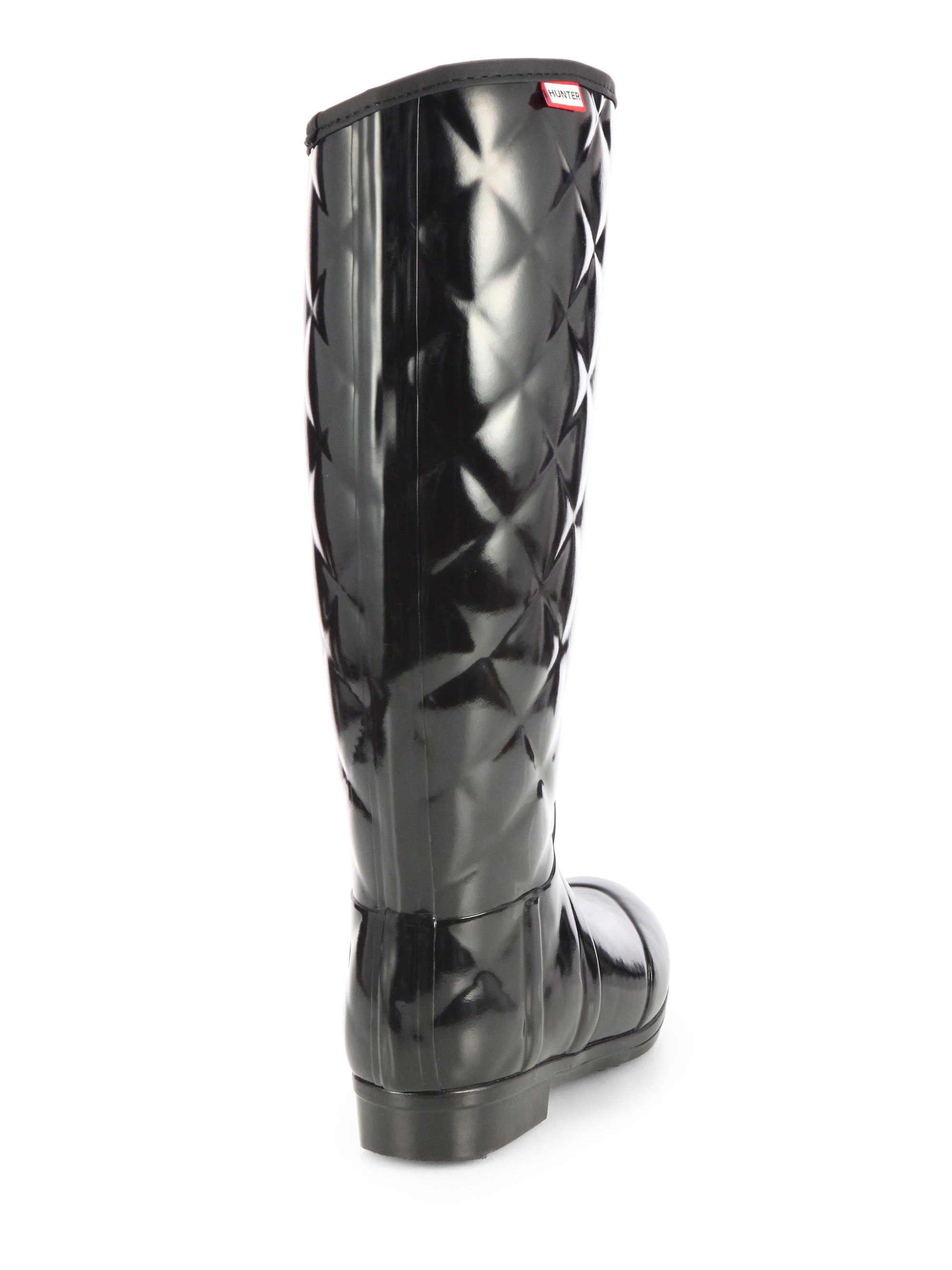 black quilted rain boots