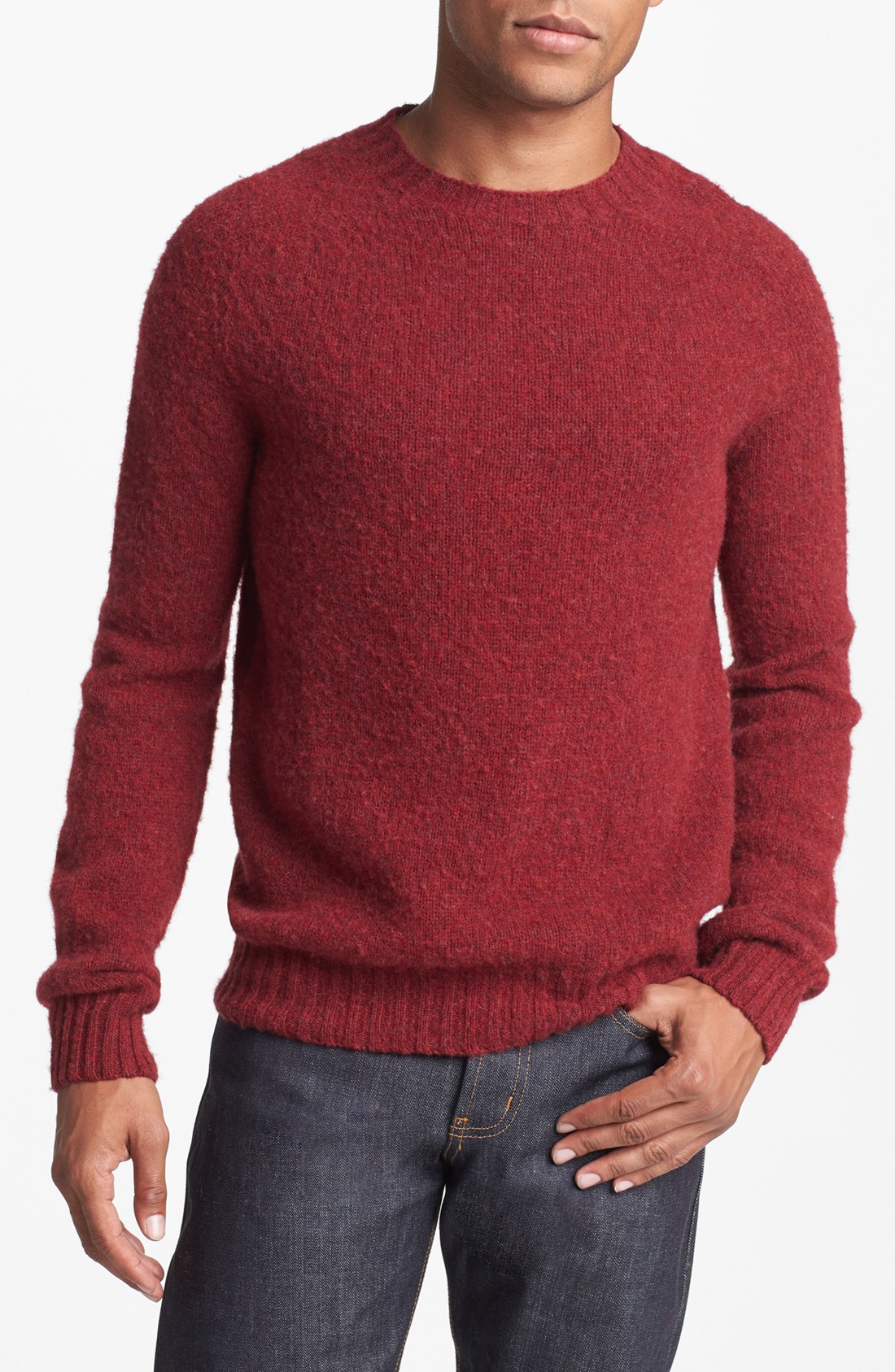 J. press york street Shaggy Dog Wool Crewneck Sweater in Red for Men ...