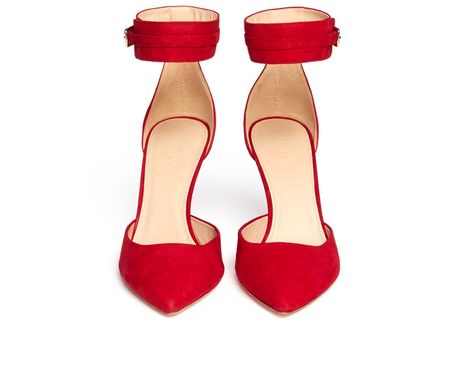 J.crew Ankle Strap Suede Pumps in Red | Lyst
