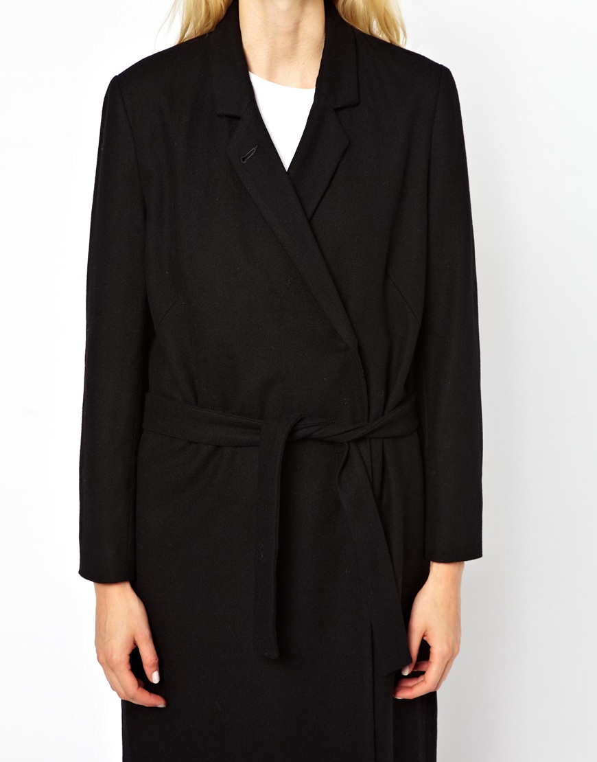Lyst - Just Female Maxi Coat in Black