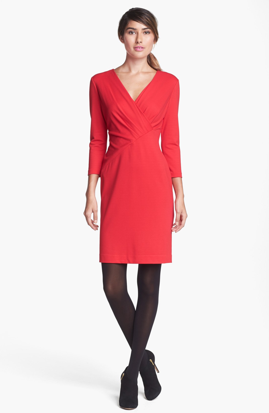 Lafayette 148 new york Vneck Sheath Dress in Red (Spark) Lyst