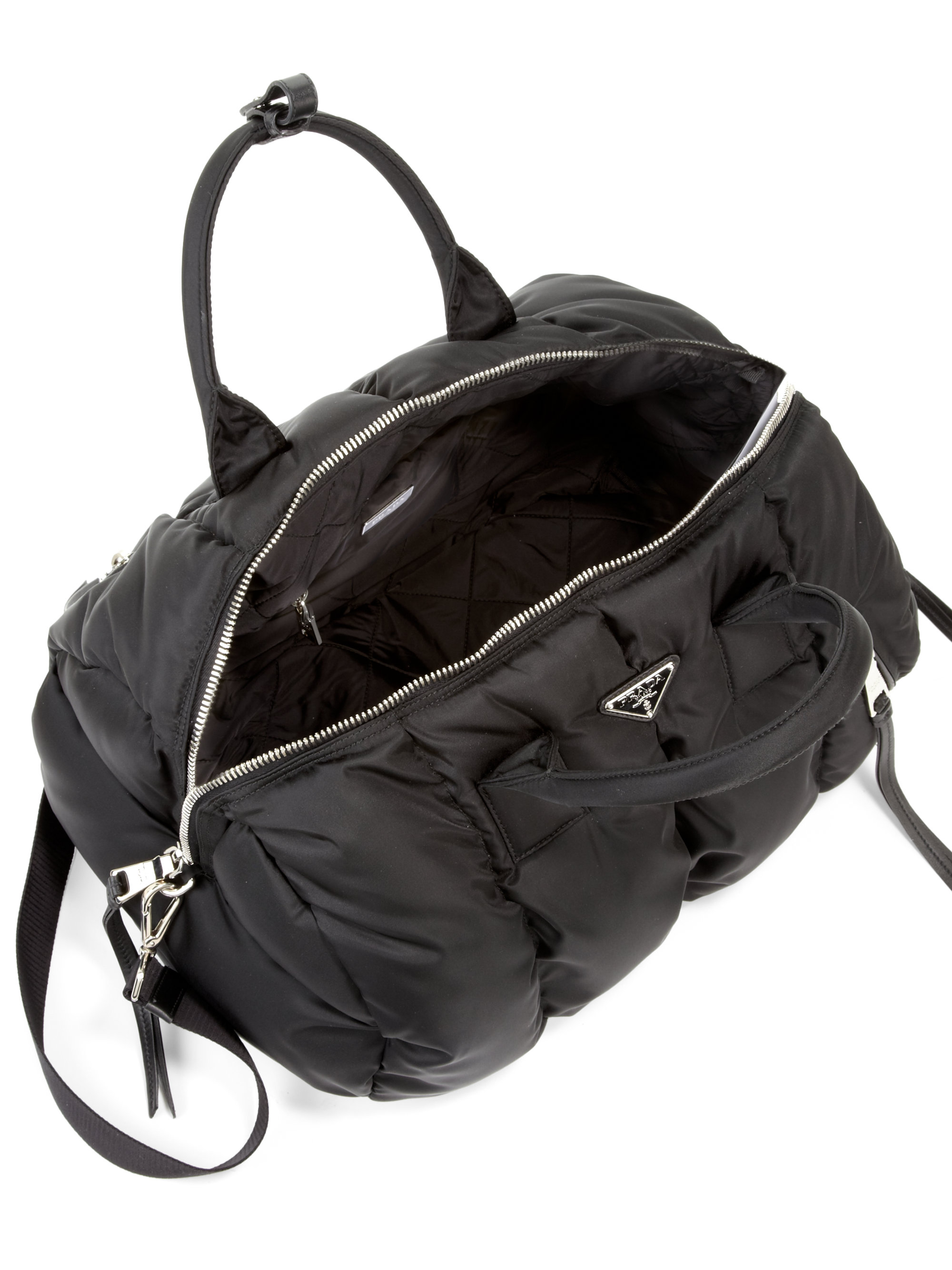 Prada Tessuto Bomber Duffle Bag in Black | Lyst
