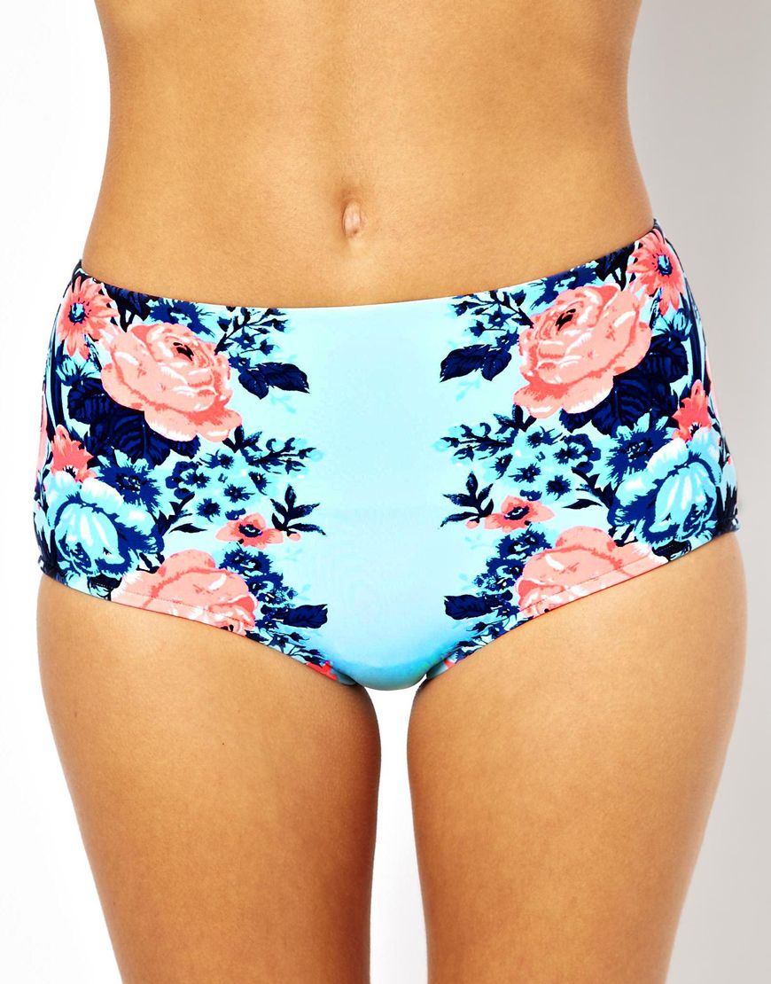 printed high waisted bikini bottoms