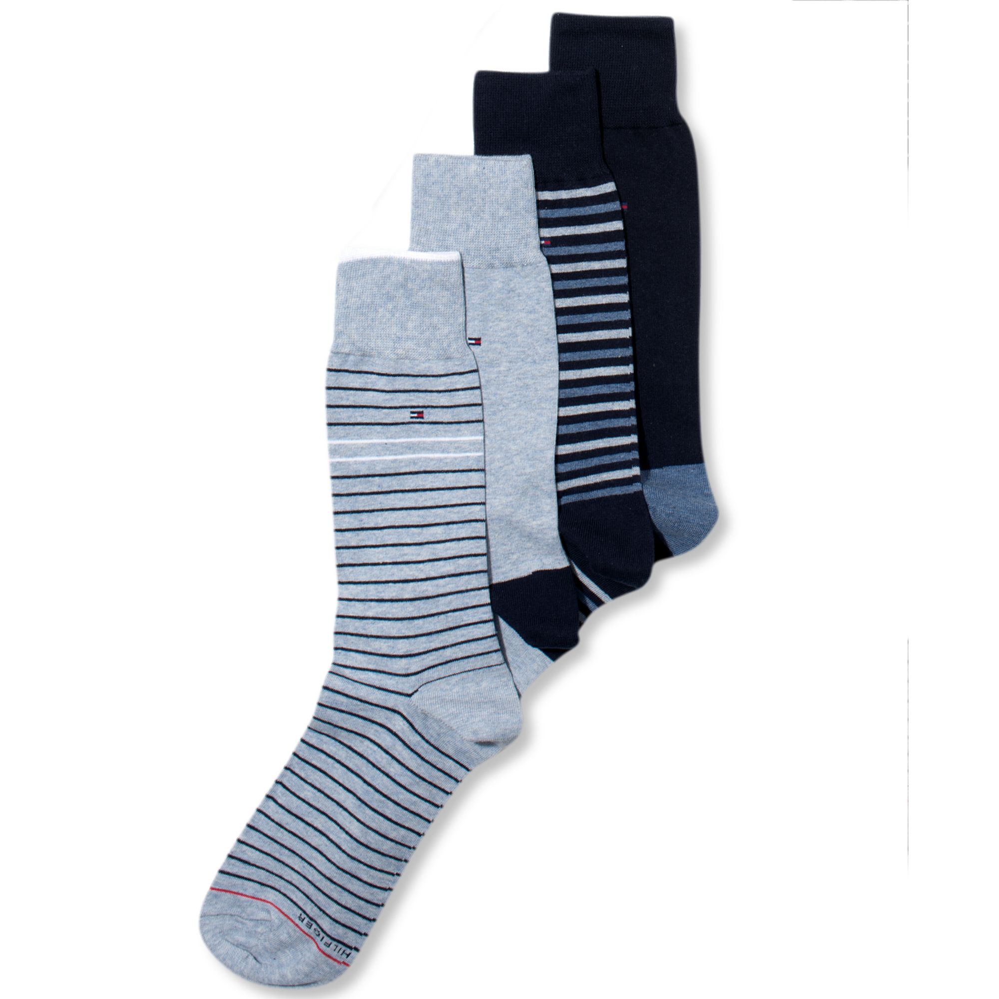 Tommy Hilfiger Mini Stripe Print Dress Mens Socks 4pack in Blue for Men ...