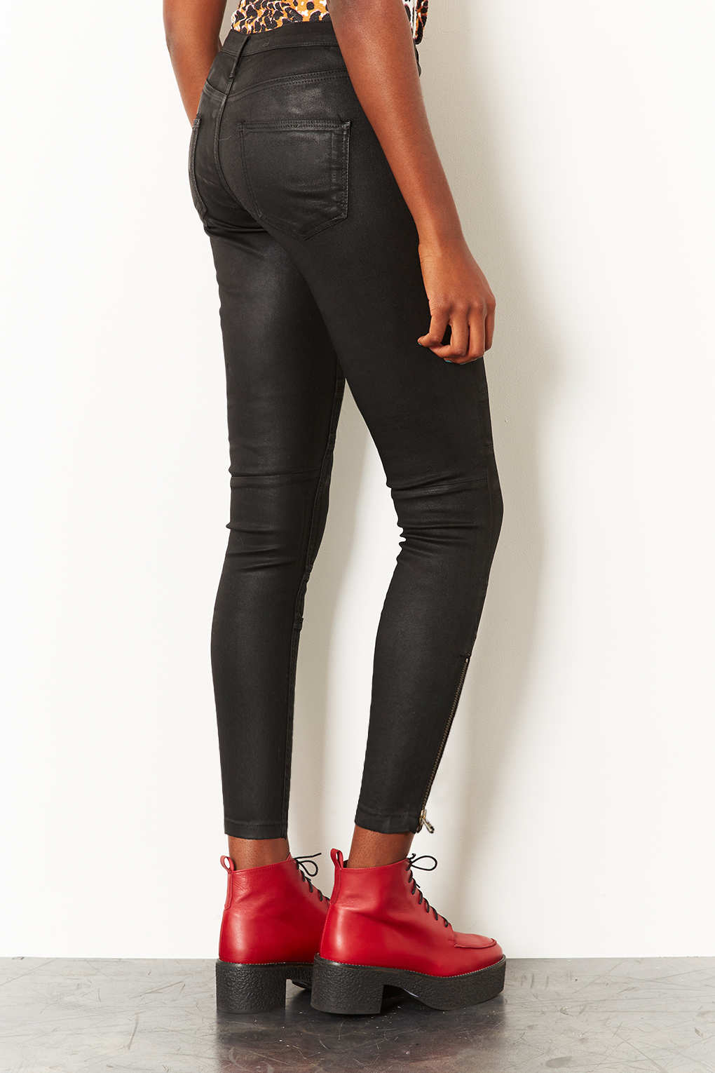 Denim Moto Black Coated Biker Jeans Lyst